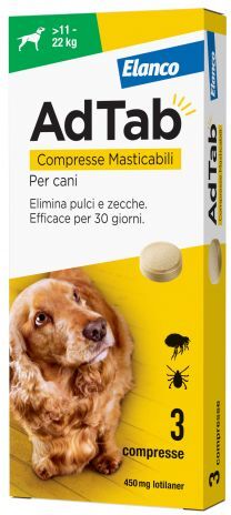 Elanco Italia spa Adtab per Cani da 11 a 22 kg 3 Compresse Masticabili 225mg