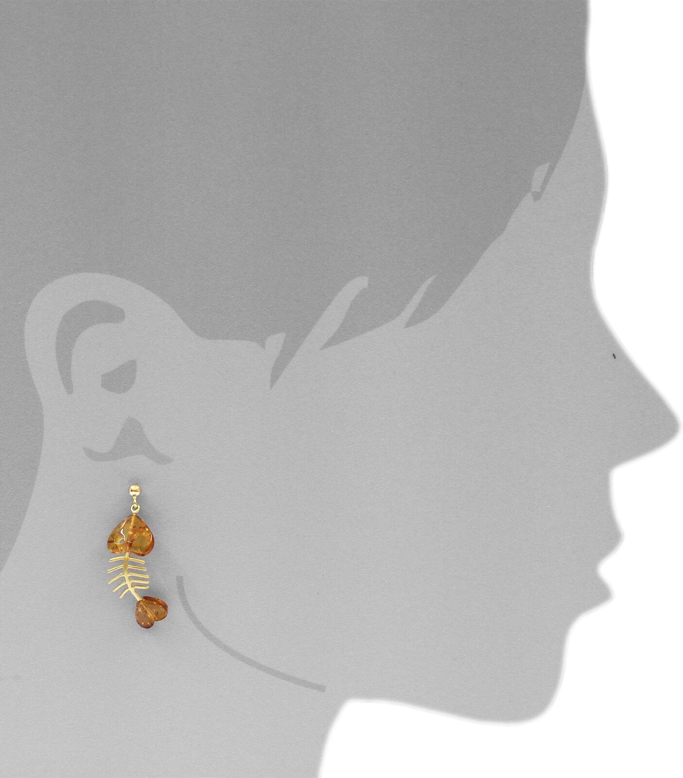 Paar Ohrhänger OSTSEE-SCHMUCK "Ostsee-Schmuck Ohrhänger Fisch 30 mm Ohrhänger Fisch 30 mm", gelb (weiß, neutral), Ohrringe, Damen, 36x14mm, Gelbgold 333, Paar Ohrhänger