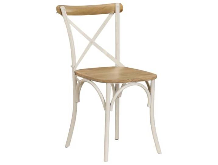 KLGBNCVE Esszimmerstühle 4 STK. Weiß Mango-Massivholz Stahlrahmen,offene Rückenlehne,Retro-Stil,handgefertigt,max. 110 kg pro Sitzplatz,Farben variieren