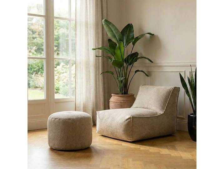Sitzsack Grau/Beige Webstoff Lona 65 x 65 x 100cm