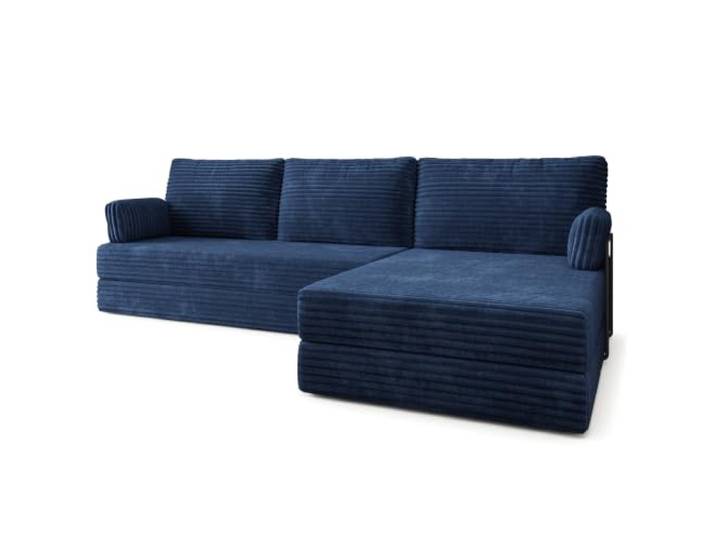 Masseno Schaumstoff-Ecksofas ANKO mit Metallgestell, Modulares Schlafsofa aus Schaumstoff, Klappbares Bodensofa, Schlaffunktion, Ohne Montage - Blau, TILIA 77
