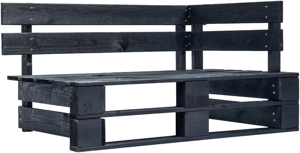vidaXL Eckbank aus Holz für Garten und Innenbereich, Holzbank, Sitzbank, Parkbank, Gartenbank, Palettenbank, Palettenmöbel, Gartenmöbel, Schwarz