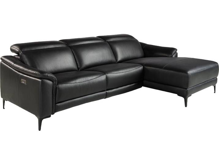 Angel Cerdá Rechtes Chaiselongue-Relaxsofa aus schwarzem Leder 6205