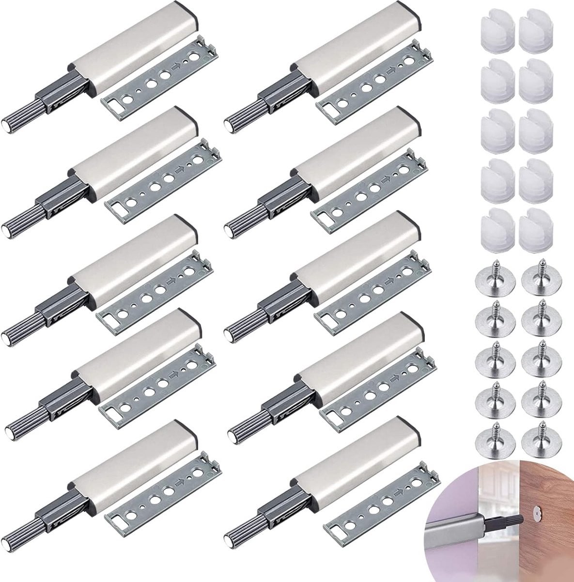 10x Magnetische Push-to-Open Sluitingen voor Kastdeuren zonder Greep