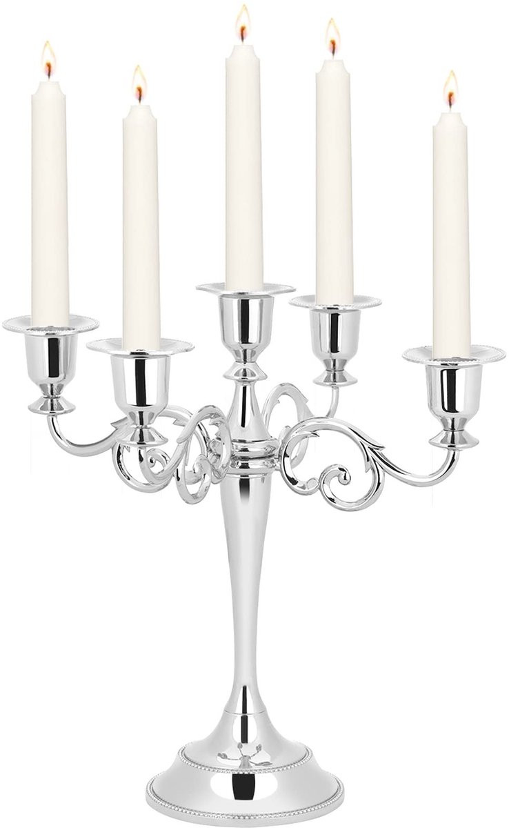 Dailygoods Dailygoody Kandelaar met 5 Armen - Zilver - Retro Design