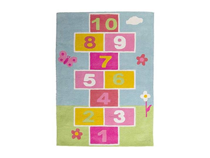 Premier Housewares Kinderzimmerteppich, Mehrfarbig, für Schlafzimmer, Jungen, für Schlafzimmer, Hopscotch, Kinderteppich, 100% Baumwolle, 3 x 100 x 140 cm