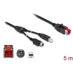 DELOCK PoweredUSB Kab. 24v St > USB-B St + Hosiden 3Pin 5.0m