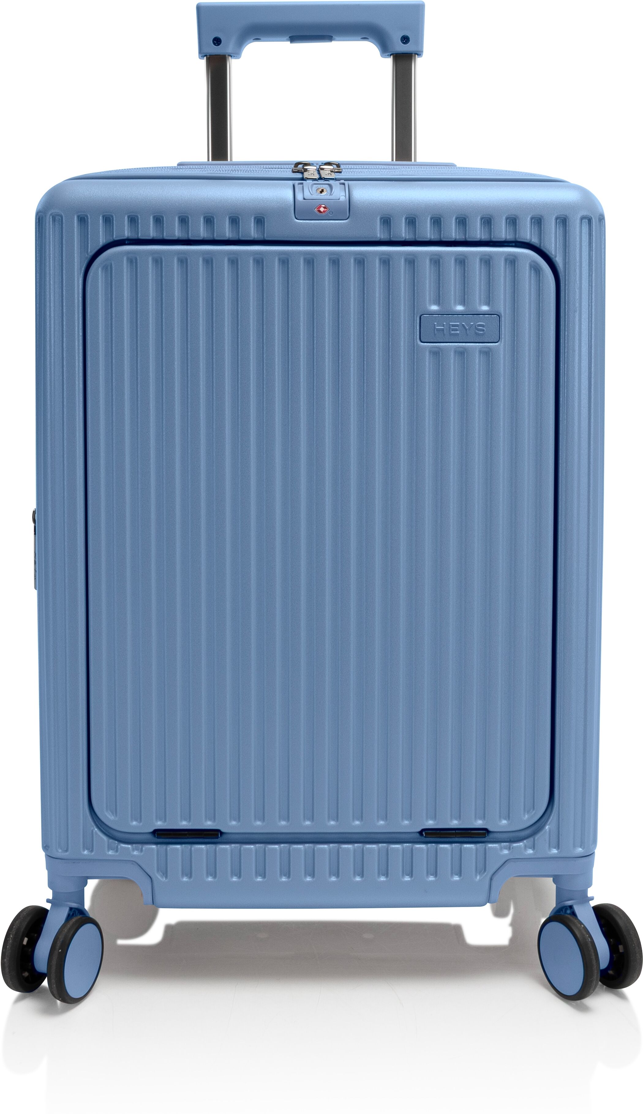 Handgepäck-Trolley HEYS "Heys Latch", Damen, Gr. B/H/T: 53cm x 38,3cm x 22,4cm, ocean blau, Aluminium, Polycarbonat, Polyester, Strukturmuster, leichte Abriebeffekte, matt, unifarben, Basic, Koffer Handgepäck-Trolley, Reisekoffer, Trolley, handgepäcktaugl