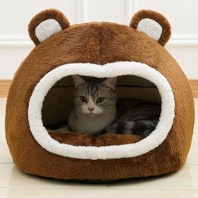 PetsAreLife Funny Cat Bed Warm, Pet House Soft Long Plush Kitten, Lounger Cushion Small Dogs Tent, Cave Beds For Cozy Cat House Mat m