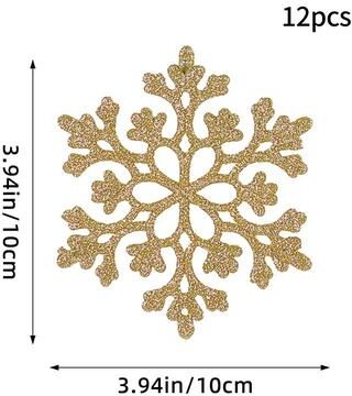 Uplift Treasures Pink Glitter Snowflake Christmas Tree Ornaments Set golden C Style