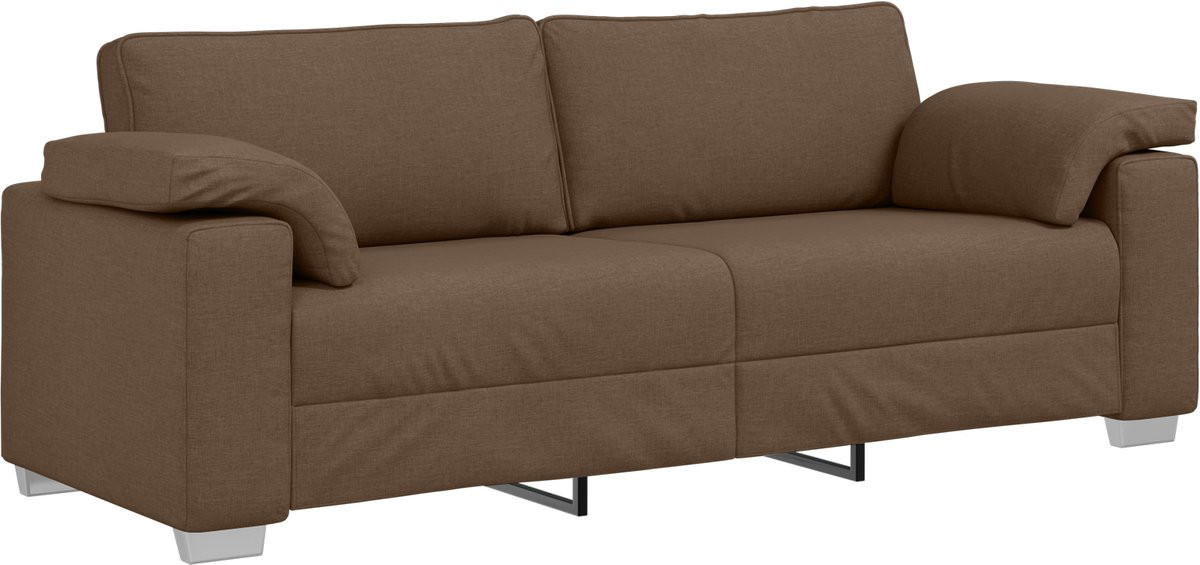 vidaXL Moderne 3-Zits Sofa Bruin Stof - Breedte: 219 cm