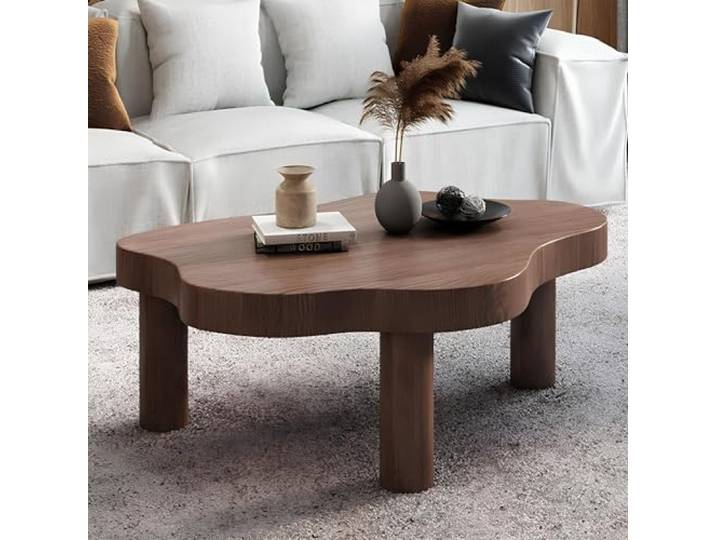 Wolkenförmiger Couchtisch, Unregelmäßiger Aus Holz, Runder Eck-Beistelltisch, Modern Mit 3 Beinen, Für Wohnzimmermöbel