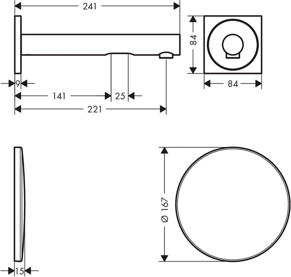 Axor Uno Elektronik Waschtischmischer Unterputz für Wandmontage, Ausladung 22 cm