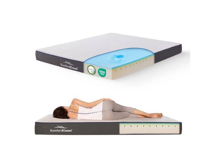 MKS KomfortKissen Matratze 200x200 H3 – 18 cm Höhe, 30D Blue Cool Memory Foam, kühlend, atmungsaktiv, ideal für Druckentlastung, langlebig und unvergleichlicher Schlafkomfort