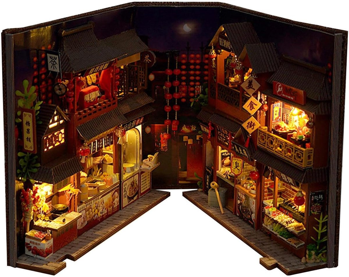 Miniatuur Boekenhoek Boekensteun in Chinese Stijl Architectuur - Multicolor - B/D/H: 17 x 18,5 x 8,5 cm