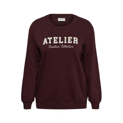 Strickpullover KAFFE CURVE "Damen Sweatshirt KCmichelle", Damen, Gr. S, braun (fudge), Pullover Strickpullover