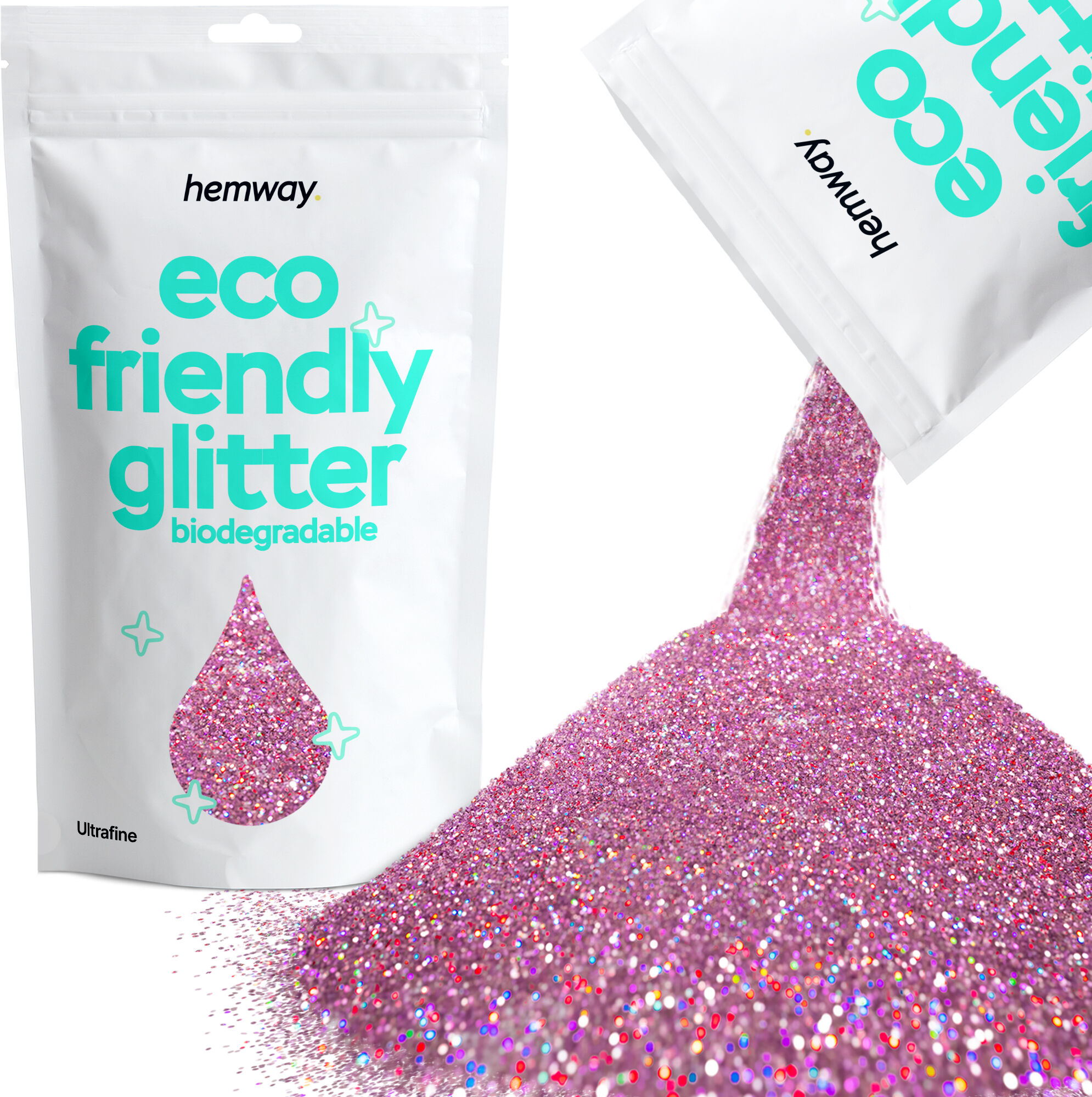 Hemway Biodegradable Eco Friendly Glitter 100g / 3.5oz   Pink Holographic   DIY, Decoration, Arts & Crafts - Pink Holographic - Ultrafine 100g