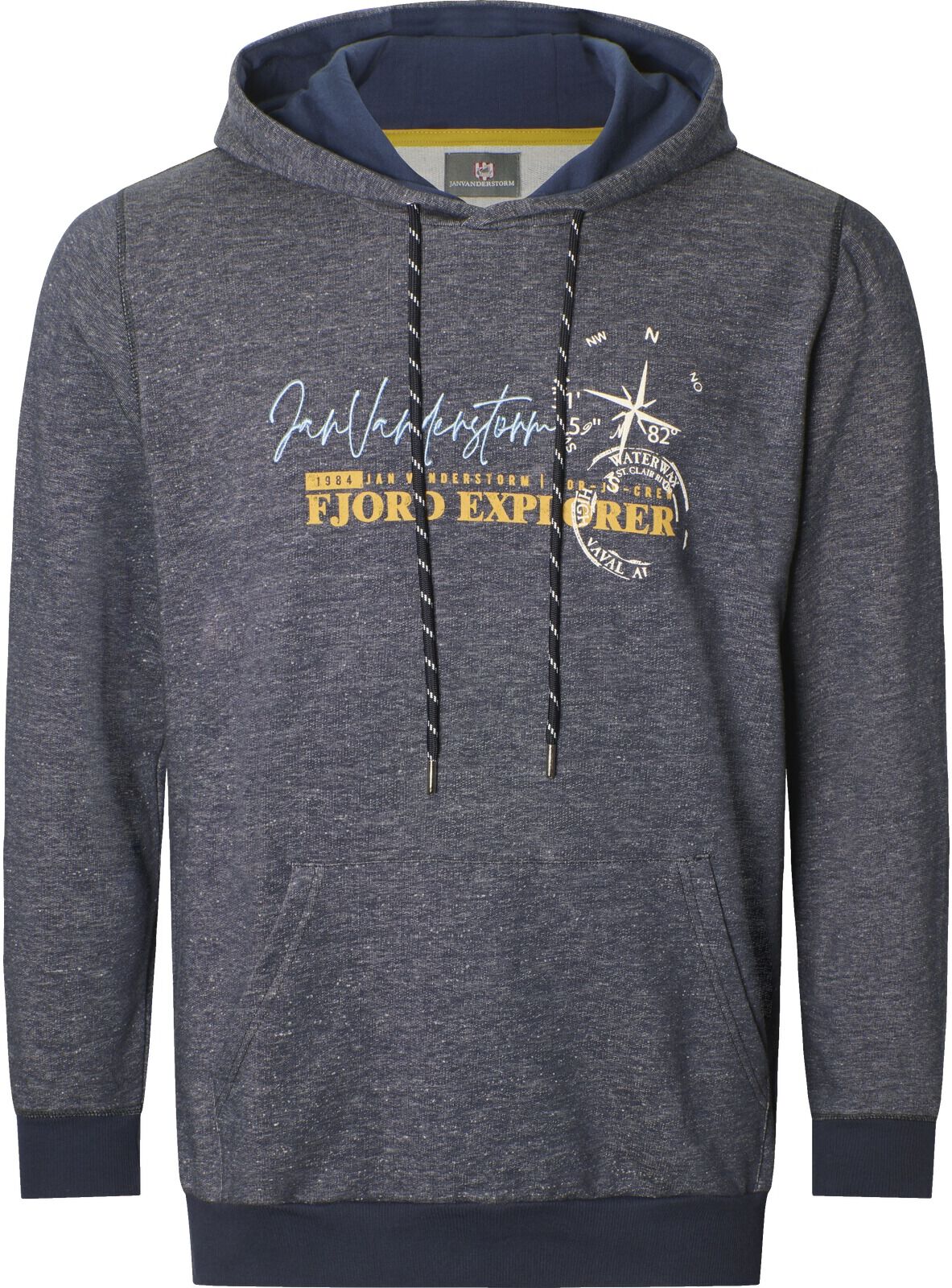Kapuzensweatshirt JAN VANDERSTORM "Sweatshirt ABAR", Herren, Gr. L, blau (dunkelblau melange), Sweatshirts Kapuzensweatshirt