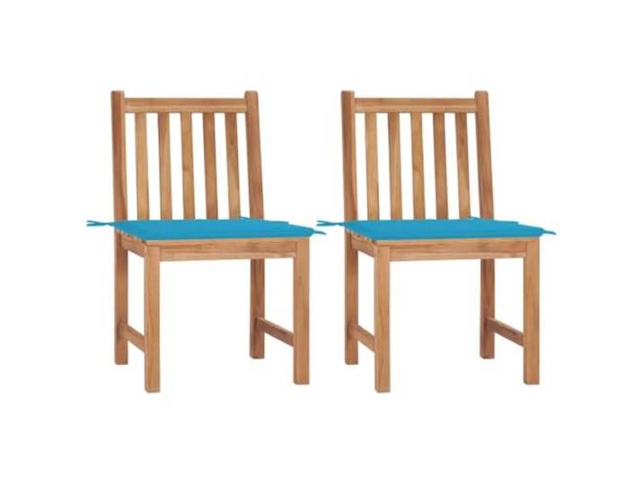Coespram Gartenstühle 2er Set Massivholz Teak mit Blauen Kissen Robuste Armlehnenstühle aus Teakholz mit bequemen Polstern. Ideal für Terrassen, Balkone und Wintergärten.