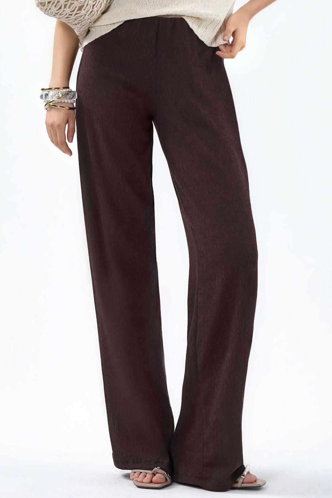 Hochtaillierte gerade Crepe-Hosen mit Schlitz