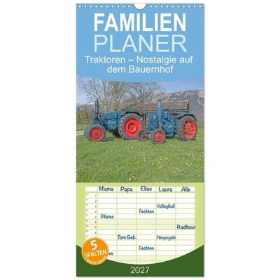 Familienplaner 2027 - Traktoren – Nostalgie auf dem Bauernhof mit 5 Spalten (Wandkalender, 21 x 45 cm) CALVENDO