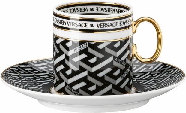 Versace La Greca Signature Black Espresso Set van 2 stuks - Porselein