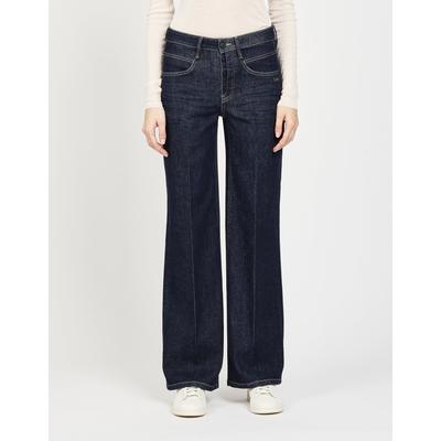 Relax-fit-Jeans GANG "94MEDINA WIDE", Damen, Gr. 31, Normalgrößen, blau (worn rinse), 98% Baumwolle, 2% Elasthan, unifarben, relaxed fit lang, Jeans, mit normaler Beinlänge