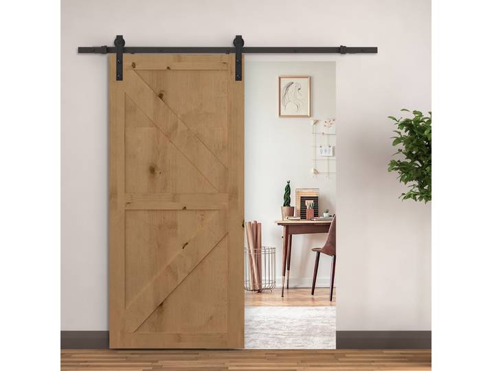 HOMCOM Kit Rail Porte Coulissante 200cm Acier Carbone Noir