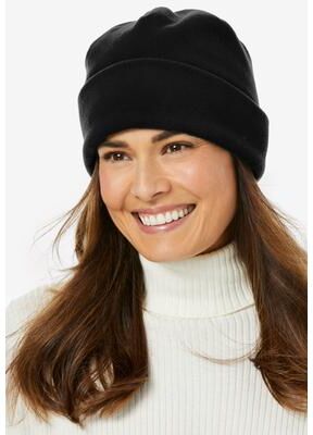 Women's Cuffed Microfleece Hat by Accessories For All in Black