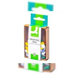 Q-Connect® KF02020 Reißnägel - kunststoffüberzogen, farbig sortiert, 120 Stück