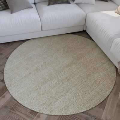 Wollteppich WECON HOME "Hamptons THIRTEEN", beige (sand beige), H:10mm Ø:180cm, Schurwolle, Teppiche, Schurwolle, Kurzflor, Wohnzimmer, Schlafzimmer, elegant, Wellen-Design