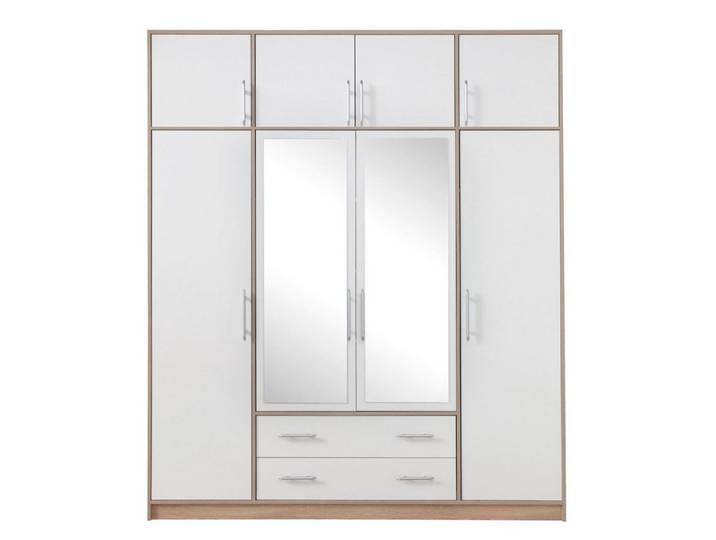 Feldmann-Wohnen Kleiderschrank Smart (1-St) 200x56x230cm weiß Sonoma Eiche mit Aufsatz