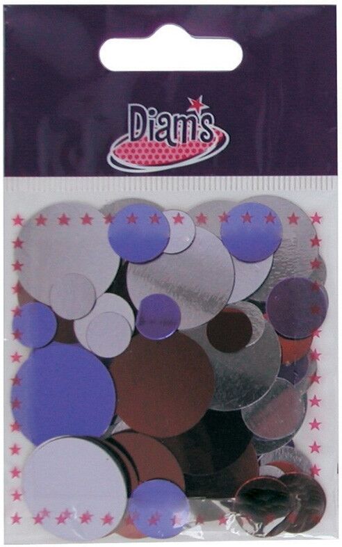 DIAM'S 150 Miroirs indiens assortiment prune 3 couleurs, 3 tailles