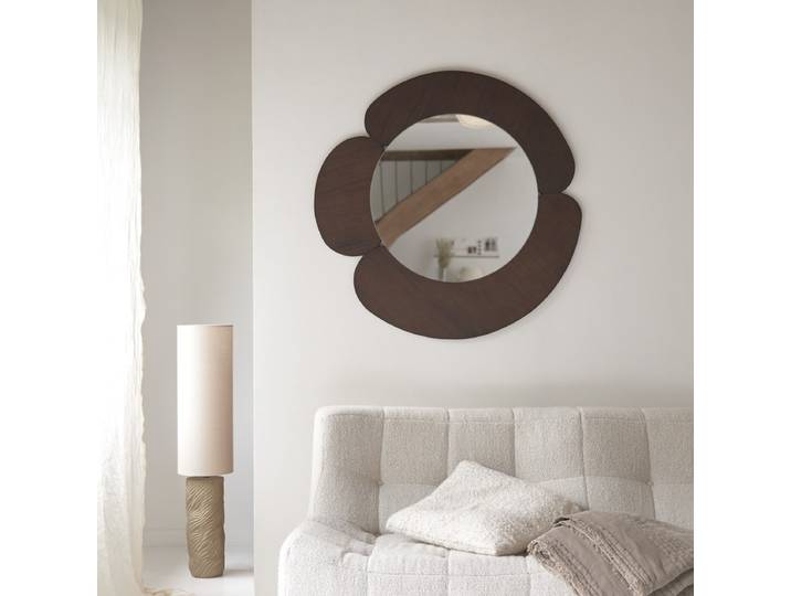 Spiegel mit dunklem Mindiholz-Rahmen 110 x 110 cm - Braun - Dark mindi wood