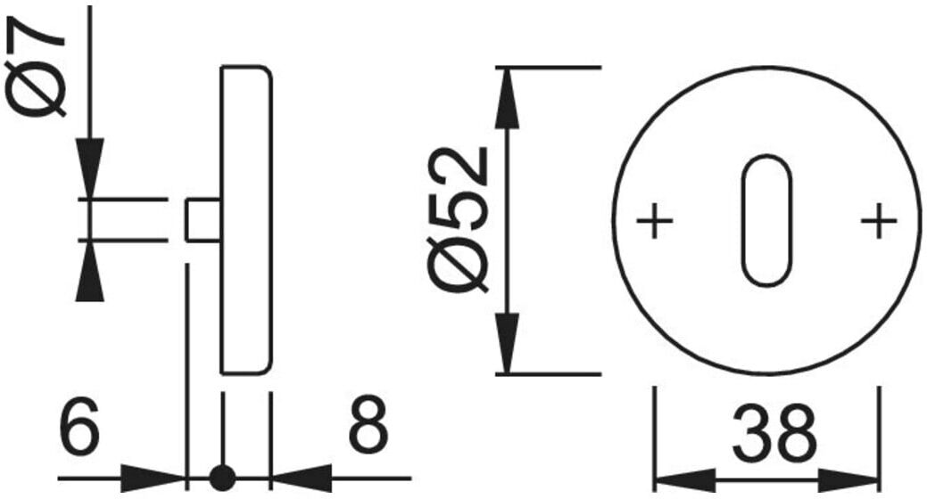 HOPPE ZT-Schlüsselrosette E42KVS, rund BB Edelstahl matt TS 37-42 (542543)