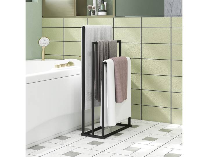 HOMCOM Porte-Serviettes 3 Bras Acier 45x21.5x85 cm