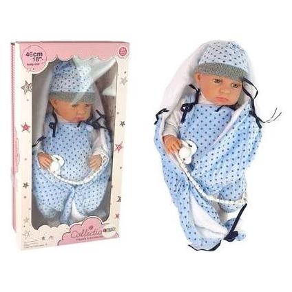 Lean Toys Lean Cars Babypuppe 46 cm Blue Dummy Star Decke (12398-uniw)