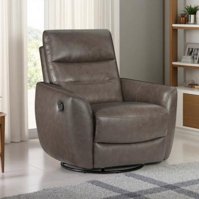 VIVIADORE Leather Swivel Glider Recliner, Manual Living Room Chair with 360° Rotation, Gentle Gliding Motion, Top-Grain Leather Seating