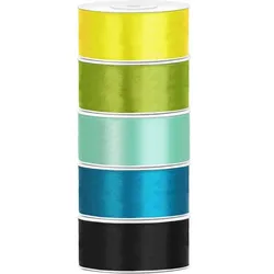 Satin Geschenkband 25mm 5 Farben je 25m lang gelb grün türkis mint schwarz Schleifenband Geschenkverpackung Geburtstag Hochzeit Weihnachten