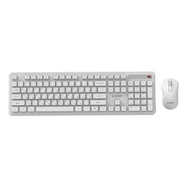 Gembird Bezprzewodowy Zestaw Klawiatury + Mysz Slim Pro Business Na Biurko Biały Układ Ru (Eng. Int., Kabellos) (KBS-WPS-01-W-CYRL)