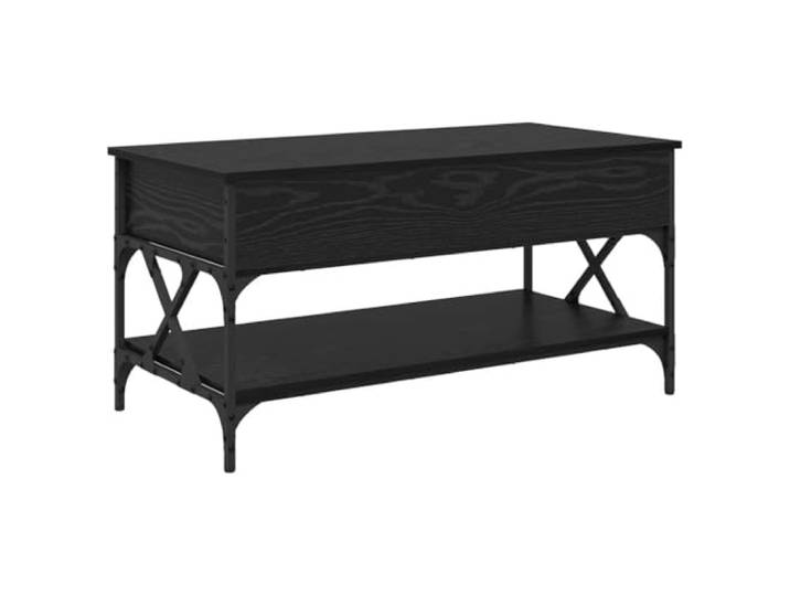 KUTYWEXFM Couchtisch mit Lift-Funktion 100x50x50 cm Schwarz Eichen-Optik Höhenverstellbarer Wohnzimmertisch mit Anhebe-Mechanismus, unterer Ablage und robustem Metallgestell für Ihr Zuhause.