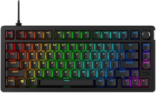 HyperX Alloy Rise 75 mechanisch gamingtoetsenbord met RGB LED en lineaire schakelaars, zwart