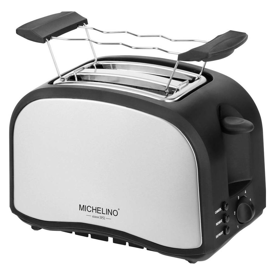 Michelino Toaster 2 Scheiben 800 Watt Edelstahl Toaster Schwarz, Silber (74370)