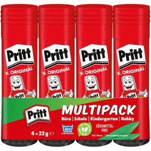 Pritt Klebestift Stick, PK6MP, 22g, lösungsmittelfrei, 4 Stück