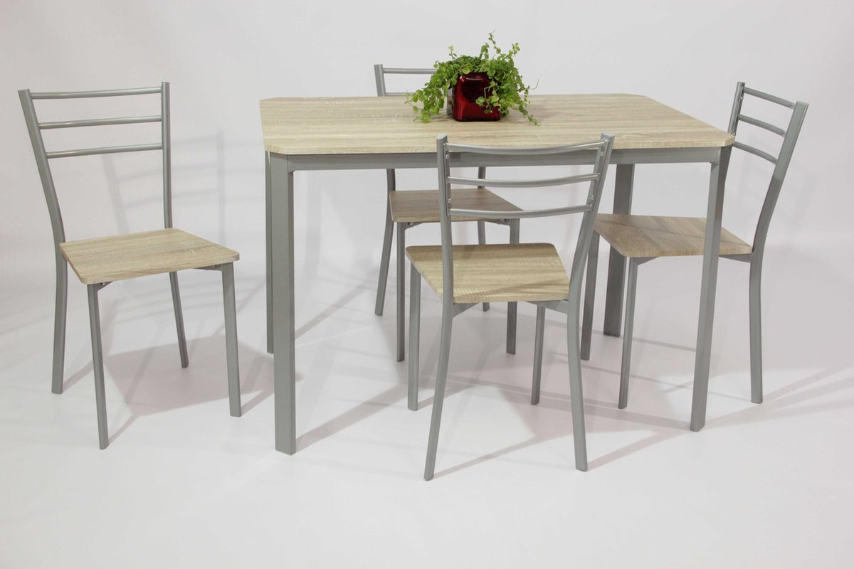 Poldimar Tafelset Arena met 4 stoelen, eik decor