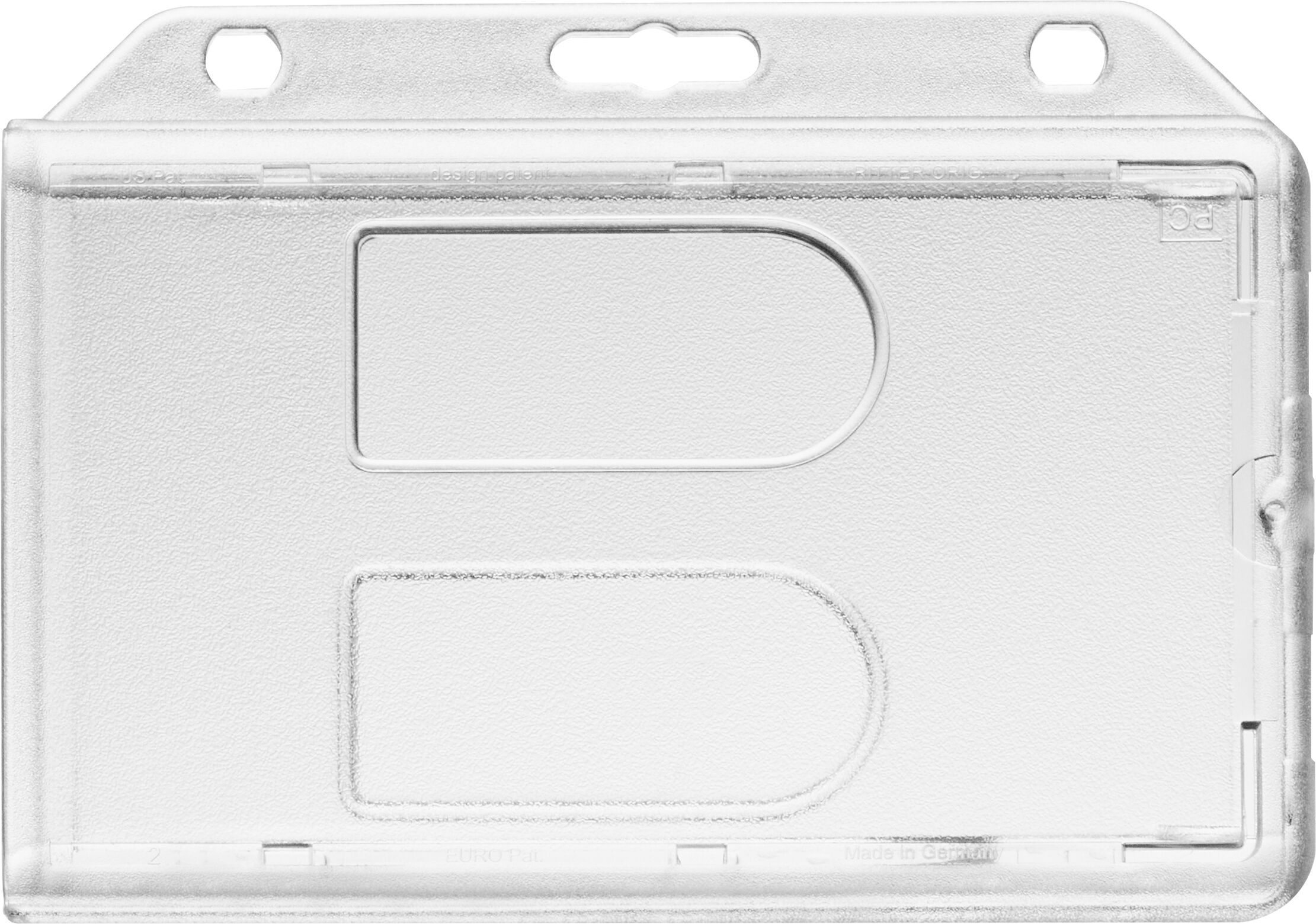SPRINTIS Porte-badge pour 2 badges avec encoche pouce, plastique rigide, transparent