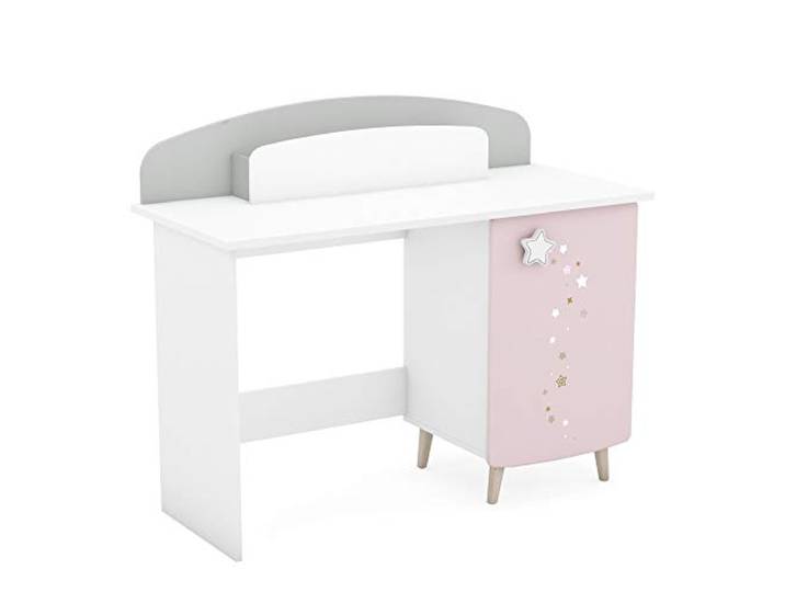 Kinderschreibtisch für Mädchen, Hellrosa mit Sternen, praktische Aufbewahrung, ungiftige Farbe, Kleiner Schreibtisch (113,2 cm), perfekt für Kinderzimmer