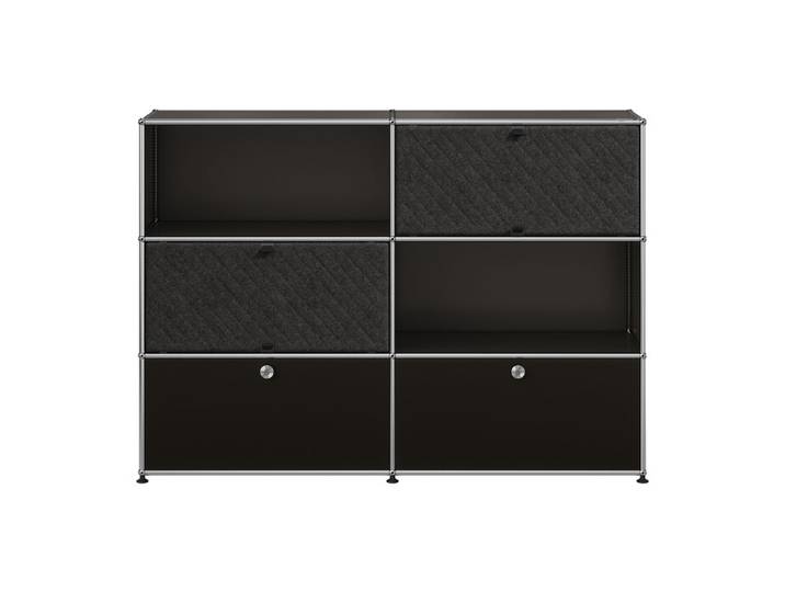 USM Haller Highboard M66 graphitschwarz Soft Panels dunkelgrau 2-fach breit 2 Fächer Klapptüren 152.3x109x37.3 cm