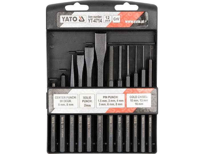 Yato Set de ciseaux\, forets et poinçons 12Elem. 4714