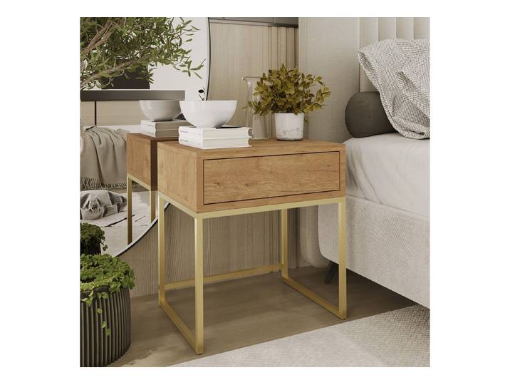 Design Möbel Nachttisch Moderner Nachttisch Glamour mit Schublade Schlafzimmer Metallgestell